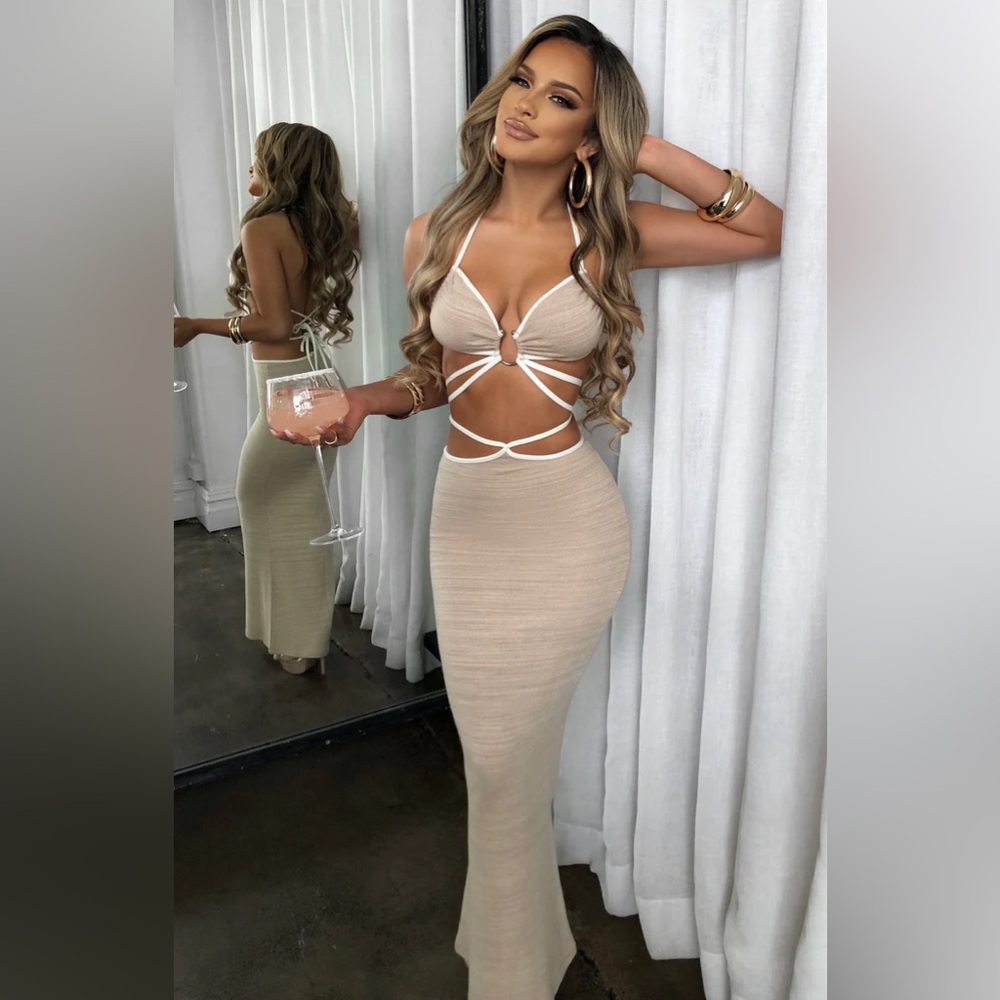 BabyBoo Lelita Beige Knit Maxi Skirt Set - Picture 1 of 10